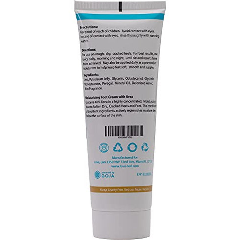 LOVE, LORI Urea Cream 40 Percent for Feet 4 oz Foot Cream For Dry Cracked Feet - Callus Remover & Foot Repair Treatment - Moisturizes Heels, Hands, Knees & Elbows - For Thick, Rough & Dry Skin