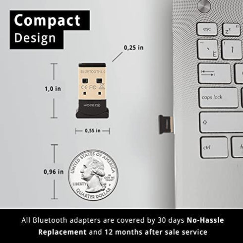 Hideez USB Bluetooth Adapter for PC, macOS, Linux, ChromeOS, Raspberry Pi – Low Energy, Long Range Bluetooth Adapter + EDR for PS4, Xbox, Mouse, Keyboard, Headphones, Speakers, Printers