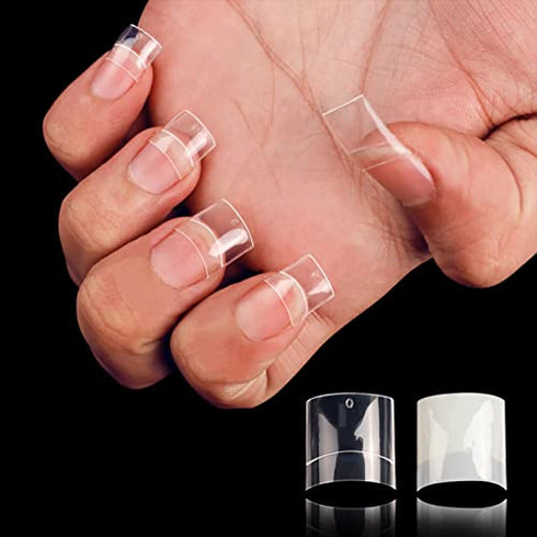 Short Nail Tips - TOEDO 1000PCS French Short Style Nail Tip Natural Acrylic Nail Tips 10 Sizes False Nails for Nail Art Salon