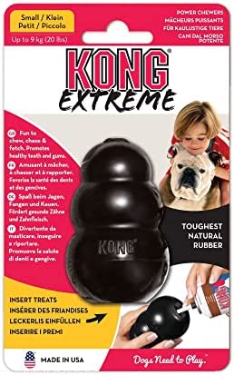 KONG - Extreme Dog Toy - Toughest Natural Rubber, Black - Fun to Chew, Chase and Fetch - for Small Dogs