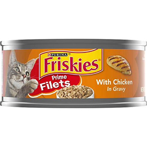 Friskies Wet Cat Food, Prime Filets With Chicken Gravy, 5.5 Oz Can