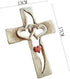 YunQin Carved Wooden Cross - Intertwined Hearts, Wooden Love Cross, Wall Hanging Hand Carved Wood Cross for Home Living Room Decor