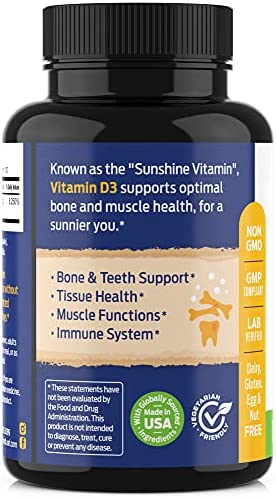 ForestLeaf - Vitamin D3 50,000 IU Weekly Supplement - 120 Vegetable Vitamin D Capsules for Bones, Teeth, and Immune Support - Easy Swallow Pure Vitamin D3 50000 IU- Non GMO Pills