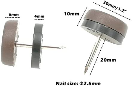 40pcs Thickened Furniture Glide,Nail-on Nylon Slider Pad Floor Protector for Wooden Leg Feet of Chair Table Sofa(?30mm or 1.2",Brown)