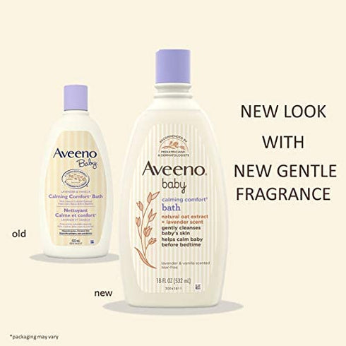 Aveeno Baby Calming Comfort Bath & Wash with Relaxing Lavender & Vanilla Scents & Natural Oat Extract, Hypoallergenic & Tear-Free Formula, Paraben-, Phthalate- & Soap-Free, 8 fl. oz