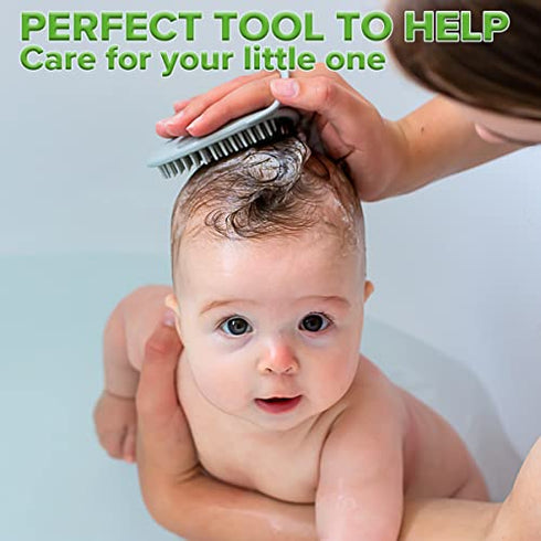 haakaa Silicone Shampoo Brush - Soft Cradle Cap Brush Comb | Hair Scalp Massager, Soft Bristles for Newborns & Toddlers,Ideal Baby Registry Gift - 1pk