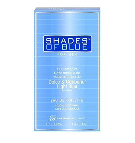 Shades of Blue for Men our Version of Dolce & Gabanna Light Blue EDT,White,3.4 Fl Oz (Pack of 1)
