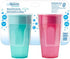 Dr. Brown's Cheers 360 Spoutless Training Cup, 9m+, 10 Ounce, Pink/Turquoise, 2 Count