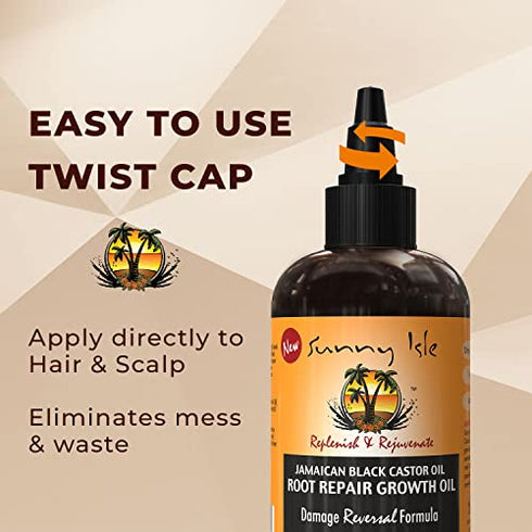 Sunny Isle Jamaican Black Castor Oil Root Repair Growth Oil, Brown 4 Fl Oz