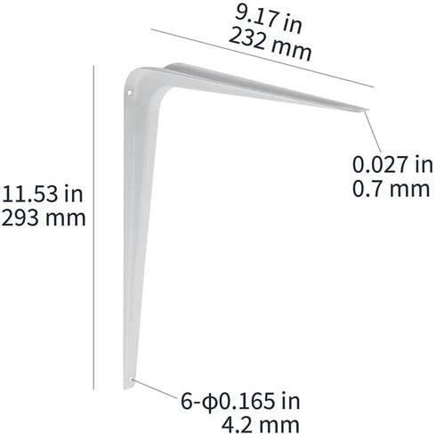 Amazon Basics Shelf Bracket - 10" x 12", White, 10-Pack