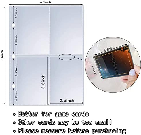 HillGone 320 Pockets Trading Card Sleeves, 4 Pockets Card Storage Album Pages Photocard Sleeves