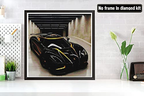 Bimkole 5D Diamond Painting Kits Cool Black Sports Car, Full Drill Supercar DIY Rhinestone Embroidery Set Paint with Diamonds Art by Number Kits Cross Stitch Home Wall Craft Decoration (12x12in)
