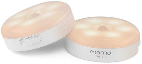 Momo Lifestyle - Luzinha Motion Sensor Night Light, Automatic Motion Activated Night Light LED Warm Yellow 3.7V 500mAh USB Rechargeable Battery Attachable Everywhere (2 Pack)