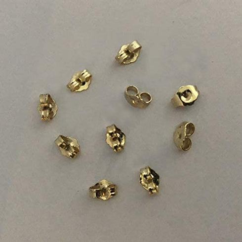 monochef 10pcs/5 Pairs 14K Yellow Gold Earring Backs Replacement Secure Ear Locking for Stud Earrings Ear Nut for Posts, 5x6mm