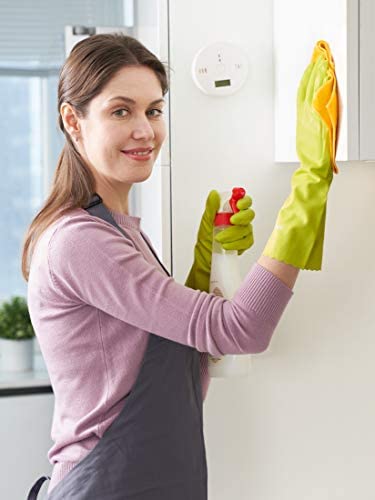 wahoo PVC Dishwashing Cleaning Gloves, Skin-Friendly, Reusable Kitchen Gloves with Cotton Flocked Liner, Non-Slip, Large