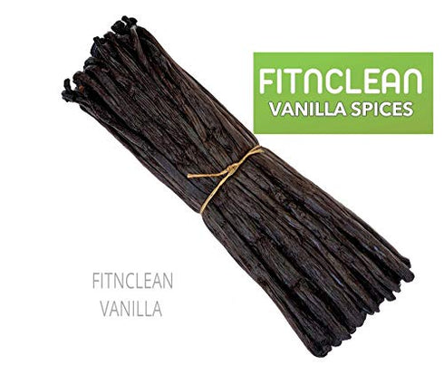 12 Organic Madagascar Vanilla Beans Grade A. Certified USDA Organic 6"-7.5" by FITNCLEAN VANILLA for Chefs, Extract, Baking and Essence. Gourmet Bourbon NON-GMO Whole Pods