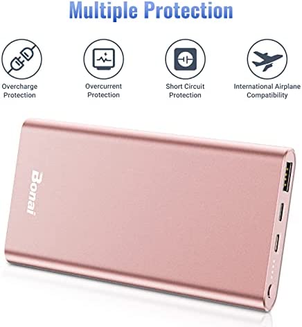 BONAI Portable Charger 12000mAh USB C Power Bank Battery Pack for Heated Vest High-Speed 3.0A Input/Output Compatible with iPhone 13/13 Pro Max/12/12 PM iPad Samsung Android-Blush Gold