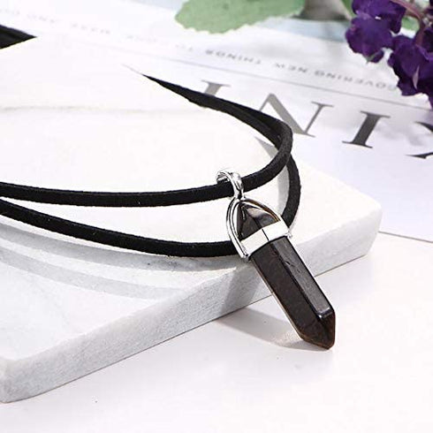 Kercisbeauty Black Wrap Velvet Choker with Black Gemstones Healing Stones Women Girls Everyday Boho Necklace Gift Her Jewelry Hippie Crystal
