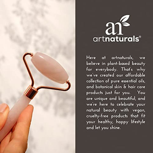 artnaturals Rose Quartz Facial Roller - Pink Face Jade Roller for Natural Anti Aging Ice Facial Massager - Real Authentic Crysal Quartz Gemstone for Wrinkles and Puffiness Relief - Cold Stone Massage (1 Count (Pack of 1))