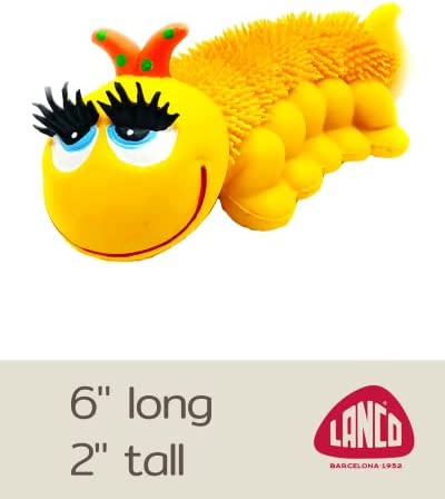 Sensory Caterpillar - Squeaky Dog Toys - Soft, Natural Rubber (Latex) - for Puppies, Small Dogs & Medium Dogs - Complies with Same Safety Standards as Children’s Toys (1 Pack)