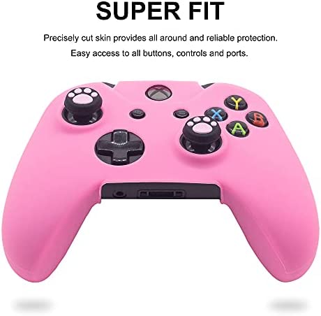 BRHE Cute Skin Cover for Xbox-One / Series X/S Controller Anti-Slip Silicone Grip Protective Case Accessories Set Wireless/Wired Gamepad Joystick with 2 Cat Paw Thumb Grips Caps (Deep Pink)
