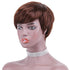 REYNA Short Straight Brown 100% Virgin Brazlian Bob Pixie Cut Wavy Non Lace Human Hair Wig with Bangs for Black Women(4#)