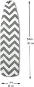 H HIKKER-LINK 15"x54" Ironing Board Cover Heat Resistance Durable 100% Cotton with Thicken Felt Material,Elasticized Edges,Hook and Loop Tape Straps ?Grey Waves?