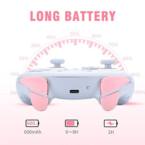 IINE Cute Switch Controller, Bluetooth Cartoon Kitten Nintendo Switch Controllers Wireless, Kawaii Light Switch Gaming PC Controller with TURBO/ Double Vibration Function