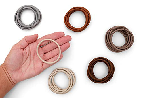 Heliums Gray Large Hair Elastics, 2.25 Inch 4mm Ponytail Holders, Match Your Hair Color Neutral Shades - 30 Pack