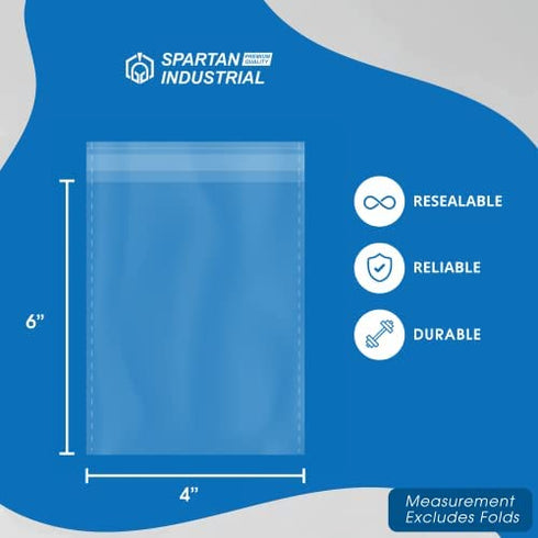SPARTAN INDUSTRIAL - 4" X 6" (200 Count) Crystal Clear Resealable Polypropylene Poly Bags for Jewelry, Cards, Photos & Treats - Self Seal & Reinforced