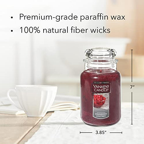 Yankee Candle Cranberry Chutney Scented, Classic 22oz Large Jar Single Wick Candle, Over 110 Hours of Burn Time