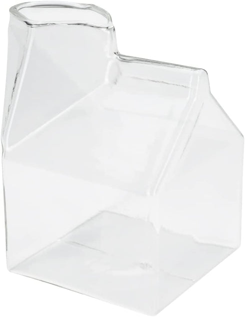 12 Ounce Glass Milk Carton, 1 Reusable Milk Carton Creamer - Durable, Serve Cream, Milk, or Juice, Clear Glass Mini Milk Carton, Dishwasher-Safe, For Homes or Restaurants - Restaurantware