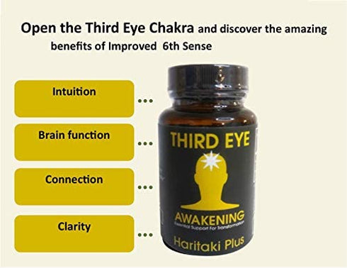 Third Eye Awakening - Organic Haritaki Capsules- Kailash Herbals-100 Capsules- 650 mg Each-Terminalia chebula