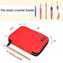 Damero Crochet Hook Case, Travel Storage Bag for Swing Crochet Hooks, Lighted Hooks, Needles(Up to 8'') and Accessories, Large, Red (No Accessories Included)
