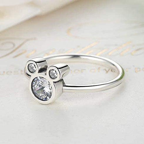 WOSTU 925 Sterling Silver Ring for Women Girls Love Heart,Cat,Mouse,Cubic Zircon(Different Size)