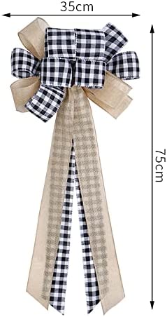 JUEJI Christmas Tree Topper?Red, Black Buffalo Plaid Burlap Decorative Bow, Ornament Decoration Bow for Christmas Tree Festival Holiday Party - Handmade