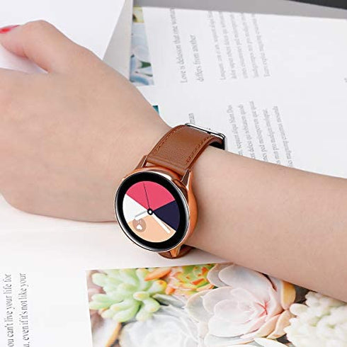 Compatible with Galaxy Watch 3 41mm Band/ Galaxy Watch 42mm Band Leather,20mm Replacement Strap Band Compatible with Samsung Galaxy Watch 3 41mm band(Leather Brown)
