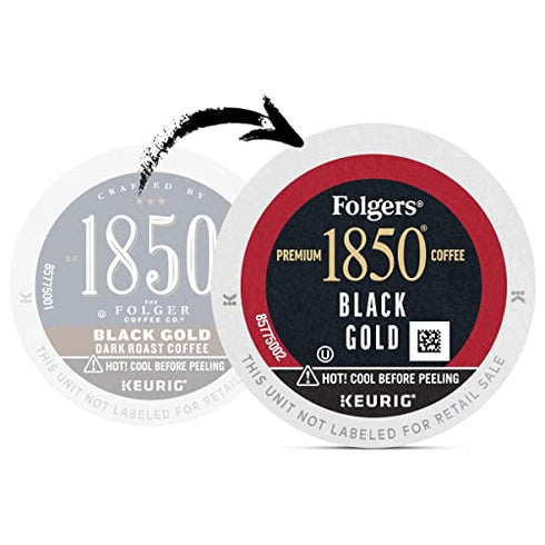 1850 by Folgers Black Gold Dark Roast Coffee, 10 Keurig K-Cup Pods