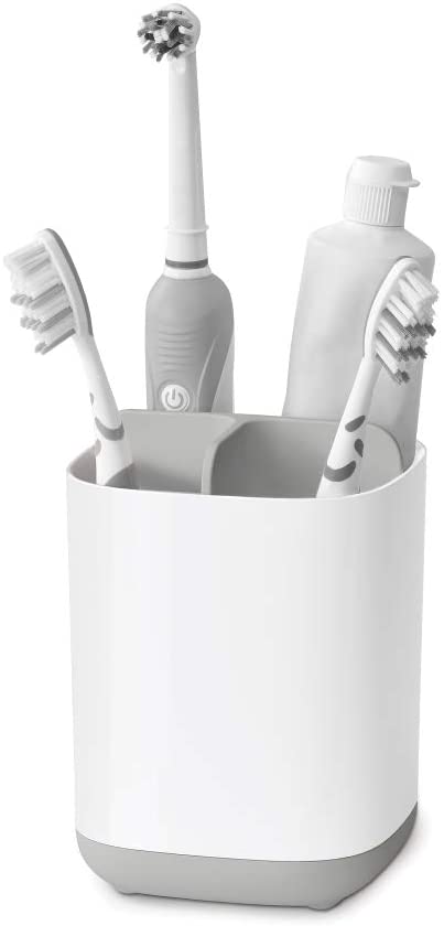 Joseph Joseph 70509 EasyStore Toothbrush Holder Bathroom Storage Organizer Caddy, Small, Gray