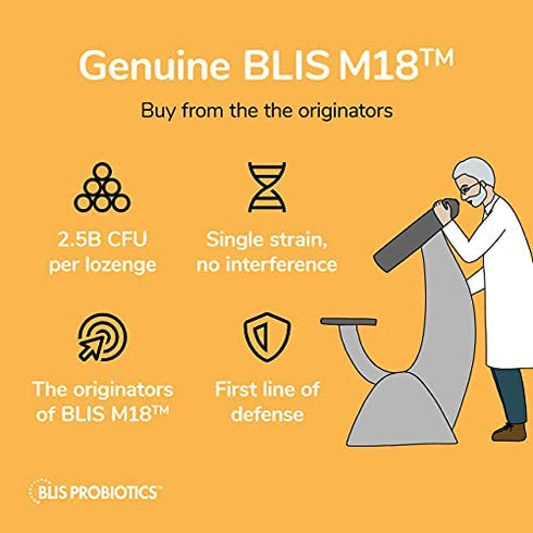 BLIS Teeth & Gums Oral Probiotics for Mouth - Most Potent BLIS M18 Formula Available, 2.5 Billion CFU - Mouth Probiotic for Tooth and Gum Health, Adults and Kids - Sugar-Free Lozenges, 30 Day Supply