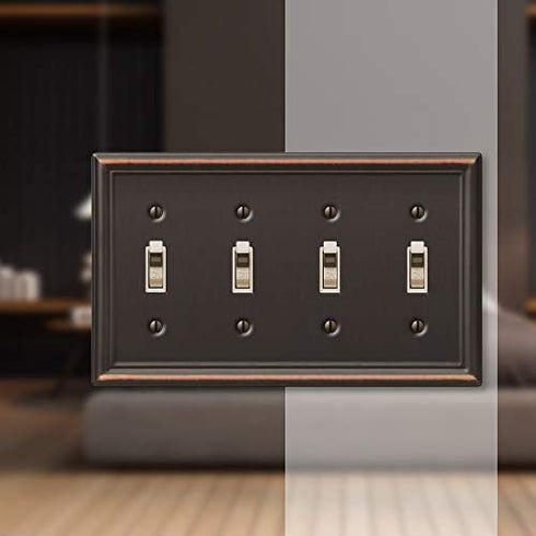 Amerelle 149T4DB Chelsea Wallplate, 4 Toggle, Aged Bronze