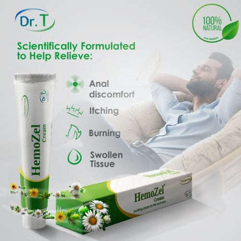 HemoZel Hemorrhoid Cream - 1.38 oz. Natural Hemorrhoid Treatment for Pain, Bleeding, Burning, Itching, Swelling and General Discomfort. Also Alleviates Symptoms Related to Varicose Veins -40g Ointment