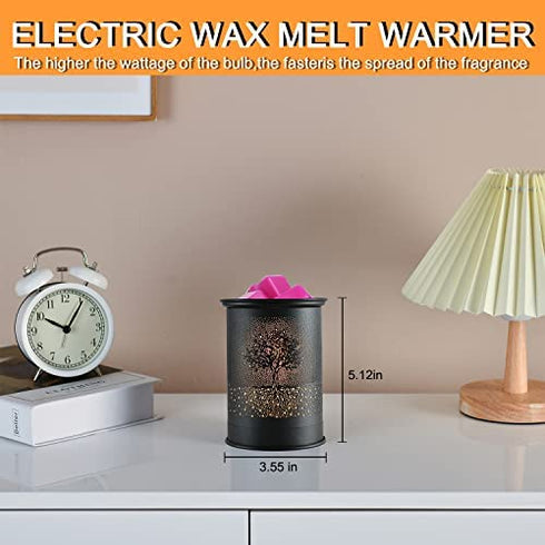 Metal Wax Melt Warmer kobodon Candle Wax Warmer for Scented Wax Melter Electric Wax Burner Wax Melts Wax Cubes Black Candle Lamp for Home Office Decor(Tree)