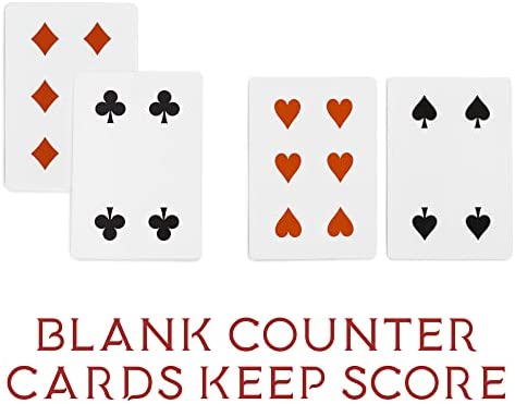Euchre Card Game - 2 Specialty Decks Pre-Stripped to 33 Cards for Classic American Euchre or 32 Card 6-Player Variant - Custom Bower Jacks Card Art and Blank Counter Cards Included