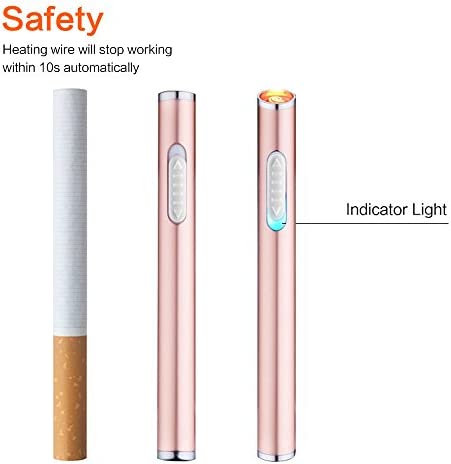 USB Lighter Rechargeable 2 Pack Mini Electric Flameless Windproof Portable Slim Cigarette Lighters (Silver and Rose Gold)