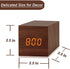 Digital Alarm Clock, with Wooden Electronic LED Time Display, 3 Alarm, 2.5-inch Cubic Small Mini Wood Made Electric Clocks for Bedroom, Bedside, Desk, Brown