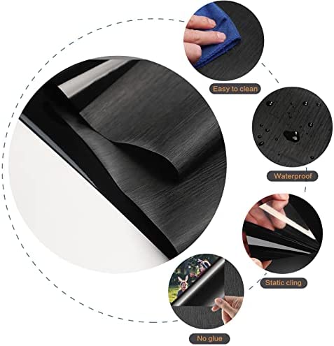 Reusable Blackout Window Film Tint Room Darken Silk Privacy Static Cling Glass Vinyl Insulation Door Cover 100% Light Blocking No Glue for Day Sleep,Baby Nap Security 17.5 Inch x 6.5 Feet