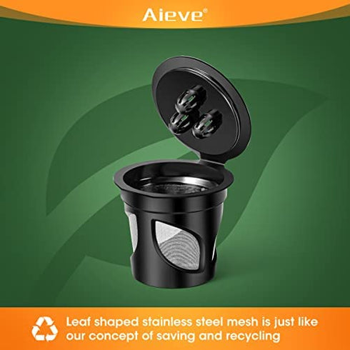 AIEVE Reusable Coffee Pods Compatible with Ninja Dual Brew Coffee Maker, 2 Pack Reusable K Pod Permanent K Cups Filters Coffee Accessories Compatible with Ninja CFP201 CFP301 CFP400 Dual Brew Pro
