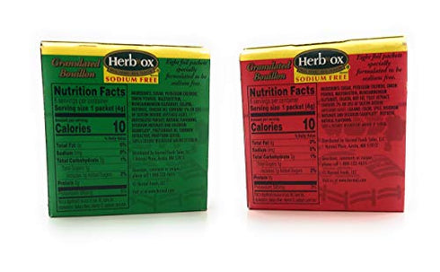 Herb-Ox Sodium Free Bouillon Bundle, Beef and Chicken, 16 Total Packets