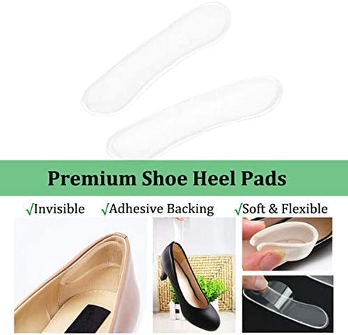 Heel Grips, 8PCS Heel Inserts, 12PCS Shoe Inserts, Gel Heel Cushion Inserts for Women Men, Adhesive Shoe Pads for Loose Shoes, Heel Slipping, Rubbing